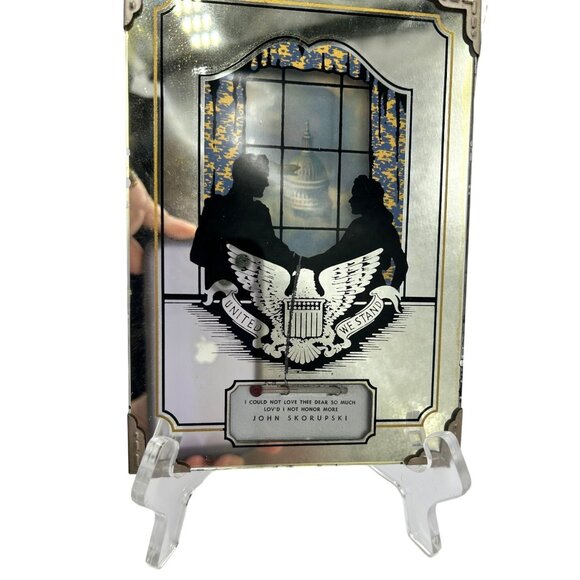 Vintage Silhouette Reverse Painting Couple White House Eagle Thermometer 4 3/4" - Picture 4 of 12